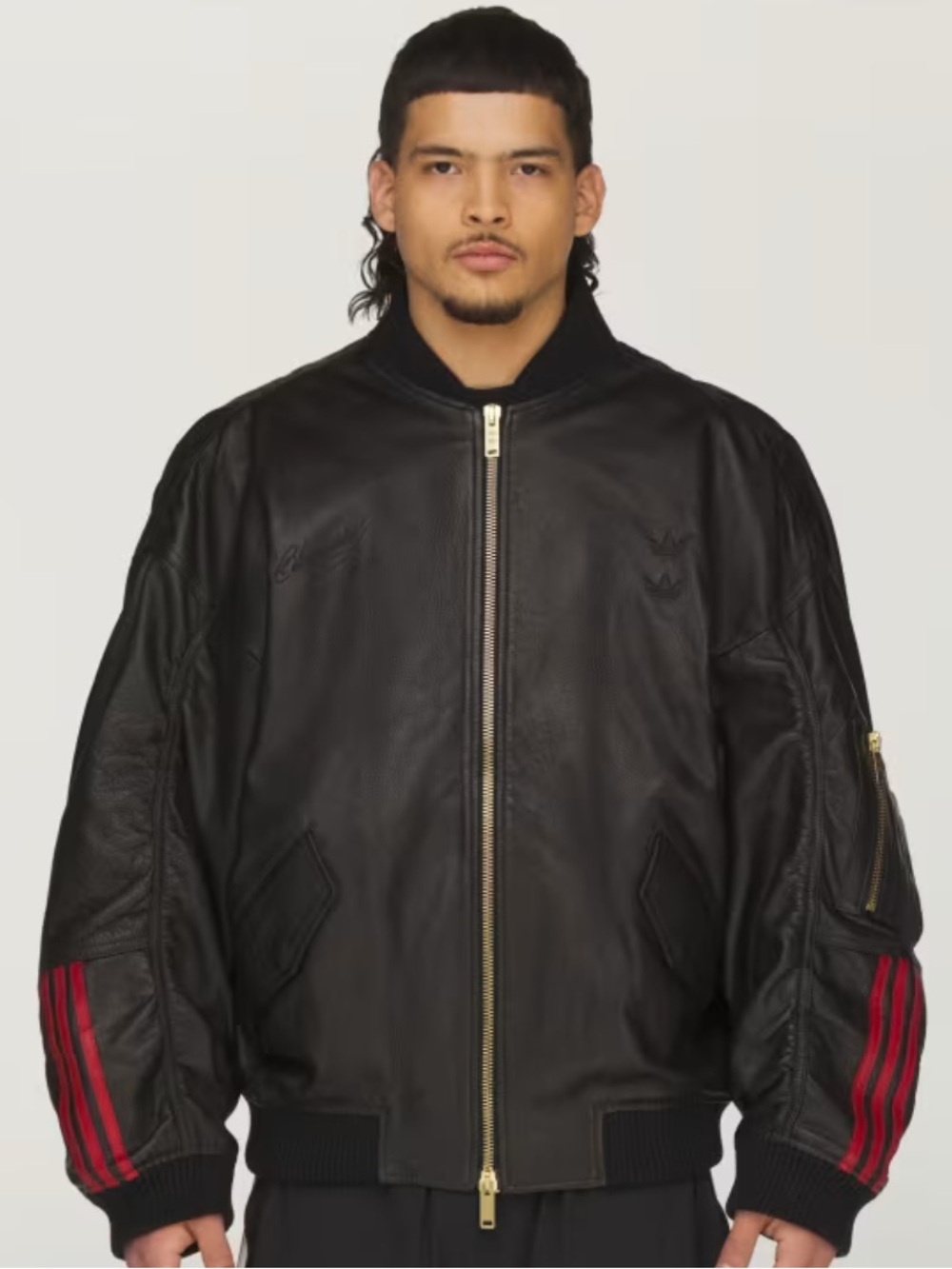 Adidas X Willy Chavarria Mens Leather Bomber Jacket